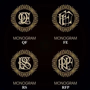 Vintage Monograms - 4 sets Stock Illustration
