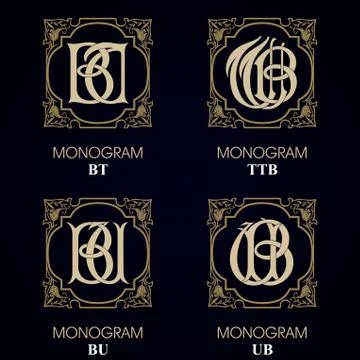 Vintage Monograms - 4 sets Illustrazione stock