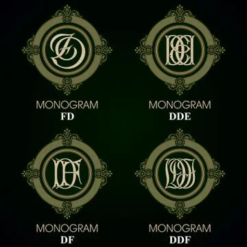 Vintage Monograms - 4 sets Stock Illustration