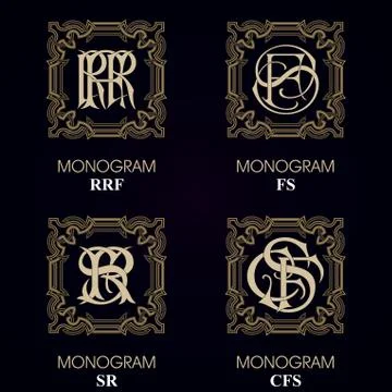 Vintage Monograms - 4 sets Stock Illustration