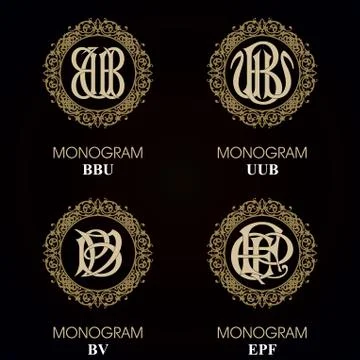 Vintage Monograms - 4 sets Stock Illustration