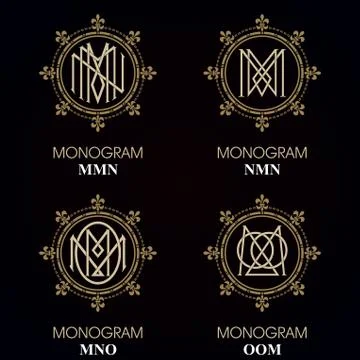 Vintage Monograms - 4 sets Illustrazione stock