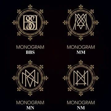 Vintage Monograms - 4 sets Stock Illustration