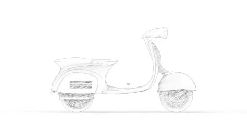 Vintage moped 3d rendering isolated in white studio background Stock Illustration