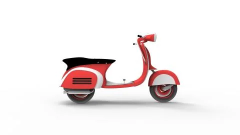 Vintage moped 3d rendering isolated in white studio background Stock Illustration