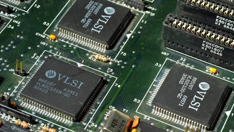 Vintage Motherboard Close-Up: A Glimpse into Technological History Video stock 302073143