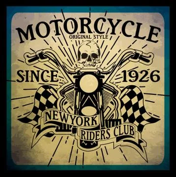 Vintage Motorcycle hand drawn vector tee graphic design Stock Illustration