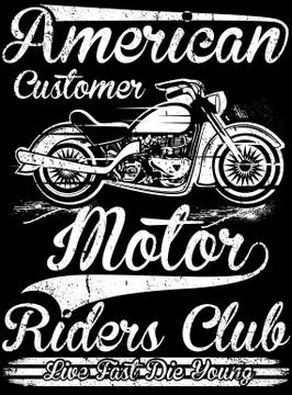 Vintage Motorcycle hand drawn vector tee graphic design Stock Illustration