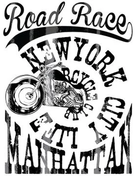 Vintage Motorcycle hand drawn vector tee graphic design Stock Illustration