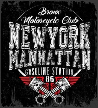 Vintage Motorcycle hand drawn vector tee graphic design Stock Illustration