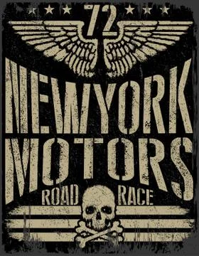 Vintage Motorcycle hand drawn vector tee graphic design Stock Illustration