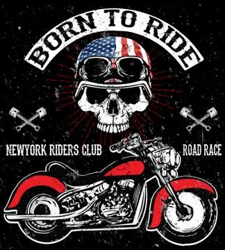 Vintage Motorcycle hand drawn vector tee graphic design Stock Illustration