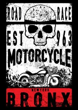 Vintage Motorcycle hand drawn vector tee graphic design Stock Illustration