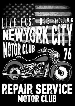 Vintage Motorcycle hand drawn vector tee graphic design Stock Illustration