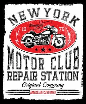 Vintage Motorcycle hand drawn vector tee graphic design Stock Illustration