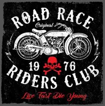 Vintage Motorcycle hand drawn vector tee graphic design Stock Illustration