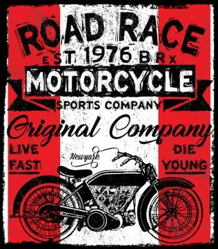 Vintage Motorcycle hand drawn vector tee graphic design Stock Illustration