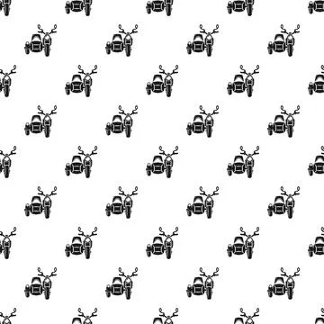 Vintage motorcycle sidecar seamless pattern with repeating icons Stock Illustration
