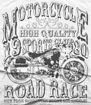 Vintage Motorcycle vector tee graphic design Stock Illustration