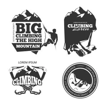 Vintage mountain climbing vector logo and labels set イラスト素材
