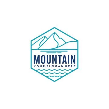 Vintage MOUNTAIN mountains hexagon Logo design Stock Illustration