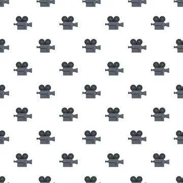 Vintage movie camera pattern on white background Stock Illustration
