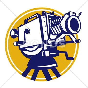 Vintage movie film camera retro Stock Illustration