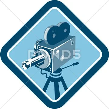 Vintage movie film camera retro Stock Illustration