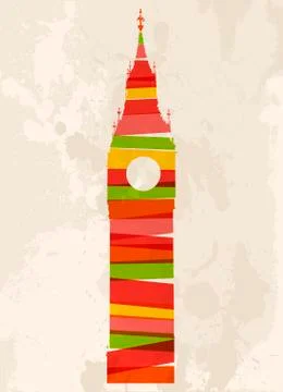 Vintage multicolor big ben Stock Illustration
