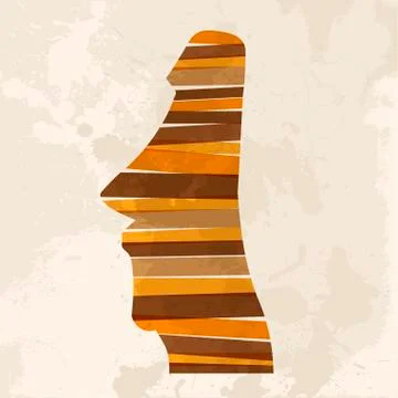 Vintage multicolor moai statue Stock Illustration