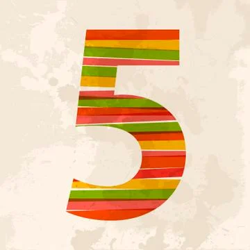 Vintage multicolor number five 스톡 일러스트