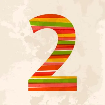 Vintage multicolor number two Stock Illustration