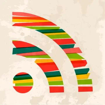 Vintage multicolor rss symbol Stock Illustration