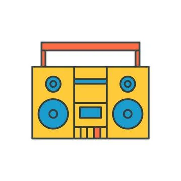 Vintage multicolored record player with handle pop art decorative design ve.. Illustration