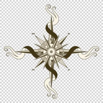 Vintage nautical compass. Old vector design element for marine theme and Stock Illustration