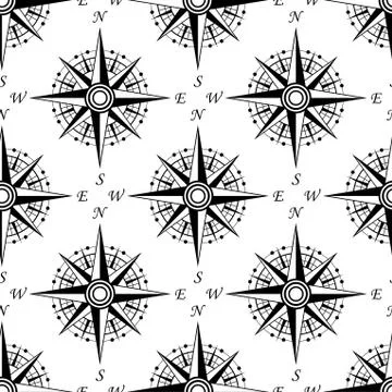Vintage nautical compass seamless pattern Illustrazione stock