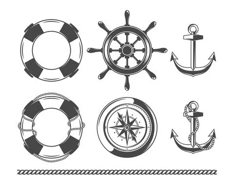 Vintage Nautical Objects Stock Illustration