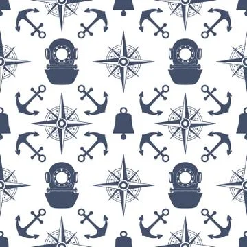 Vintage nautical seamless pattern Stock Illustration
