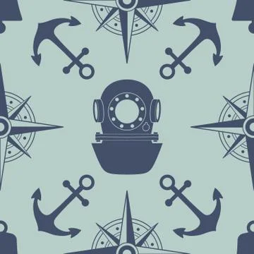 Vintage nautical seamless pattern Illustrazione stock