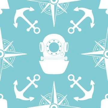 Vintage nautical seamless pattern Stock Illustration