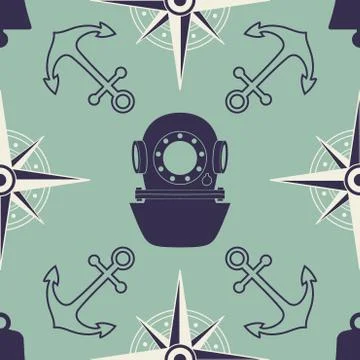 Vintage nautical seamless pattern Stock Illustration