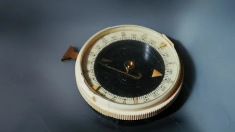 Vintage Navigation Compass Revealed Through Mysterious White Smoke Stock Footage 325669354