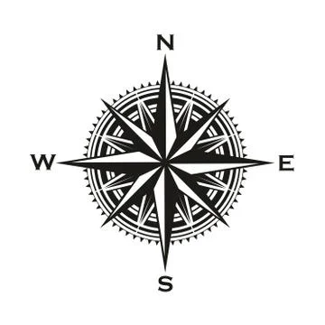 Vintage navigation compass sign, vector Ilustração Stock