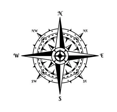 Vintage navigation map compass or wind rose sign Stock Illustration