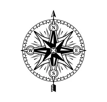 Vintage navigation map ship compass symbol Stock Illustration