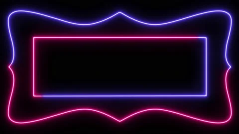 Vintage neon frame light with two neon colors on black background Stock Footage 235398321