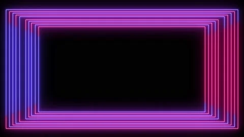 Vintage neon frame light with two neon colors on black background Stock Footage 235398330