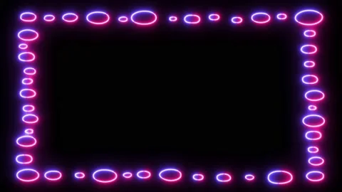 Vintage neon frame light with two neon colors on black background Stock Footage 235398555