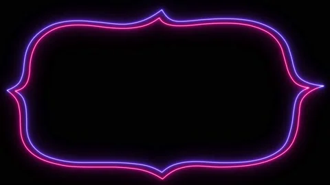 Vintage neon frame light with two neon colors on black background Stock Footage 235398562