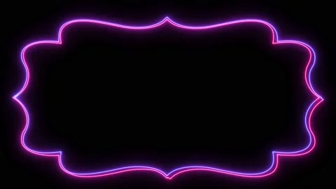 Vintage neon frame light with two neon colors on black background Stock Footage 235398566